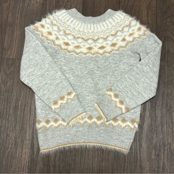 FATE Gray Fair Isle Fuzzy Knit Sweater Size S Cozy Winter - Picture 3 of 5